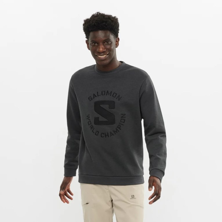 Dark Grey Salomon Outlife Logo Summer Heather Men\'s Sweatshirt | IE FX9584